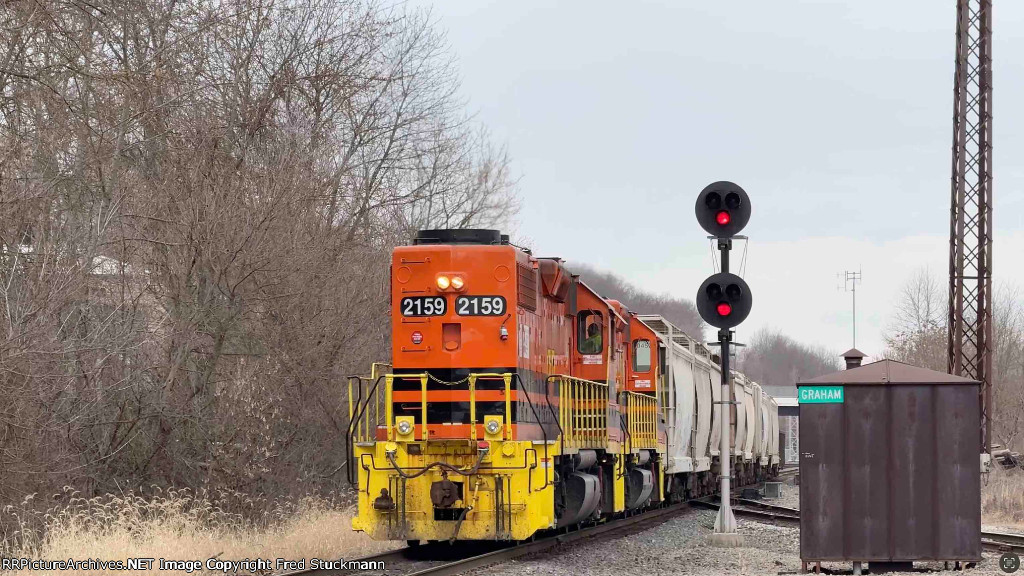 OHCR 2159 is at CP Graham and shoving into Hazelton Yard.